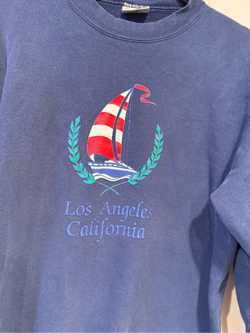 Vintage 90s Oneita Power-Sweats Los Angeles California Sailboat Sweatshirt Large - Picture 2 of 6